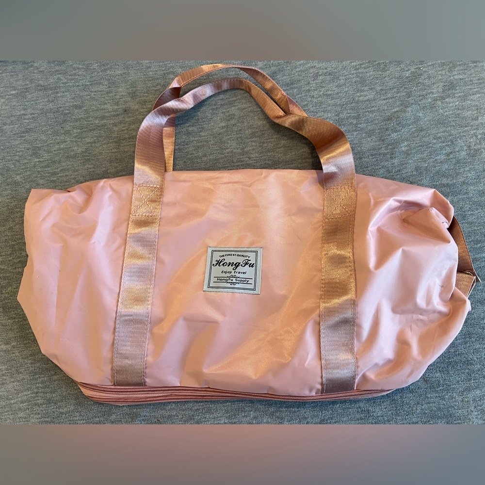 Hong Fu expandable tote bag‎ women’s travel lightweight shimmer pink gym work